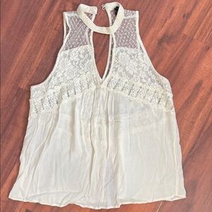 American Eagle Outfitters Lace Halter Top - Cream